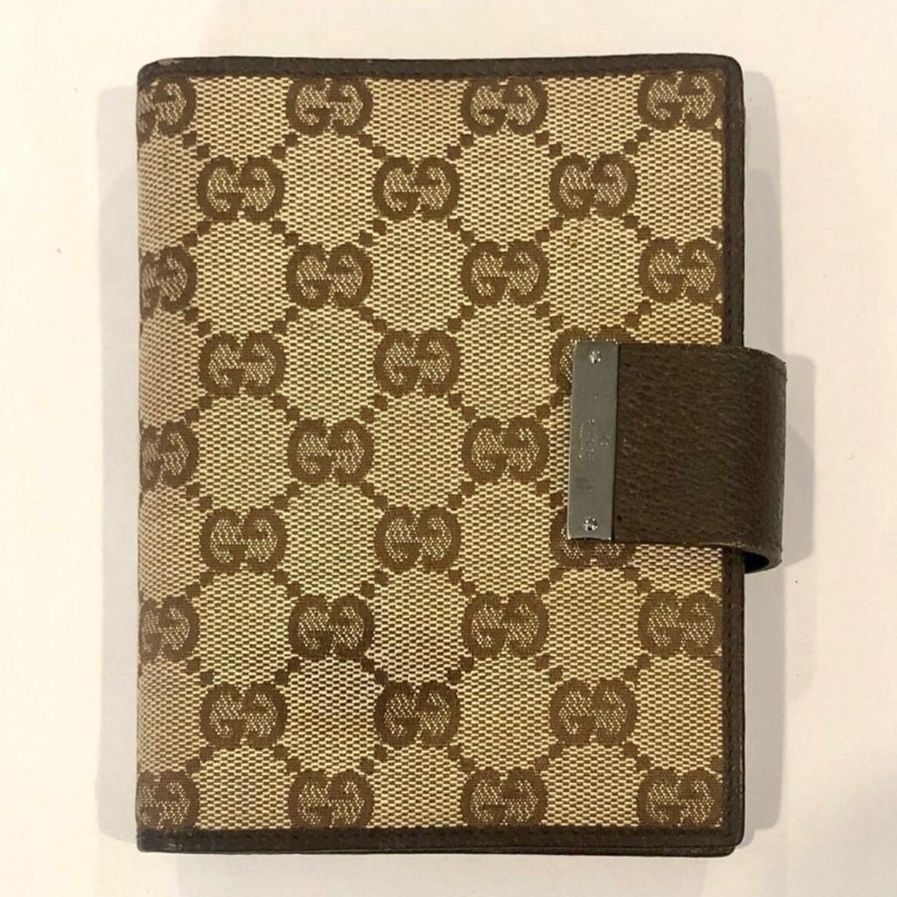 GUCCI MONOGRAM Leather Canvas Agenda Binder Passport Holder Credit Card Wallet